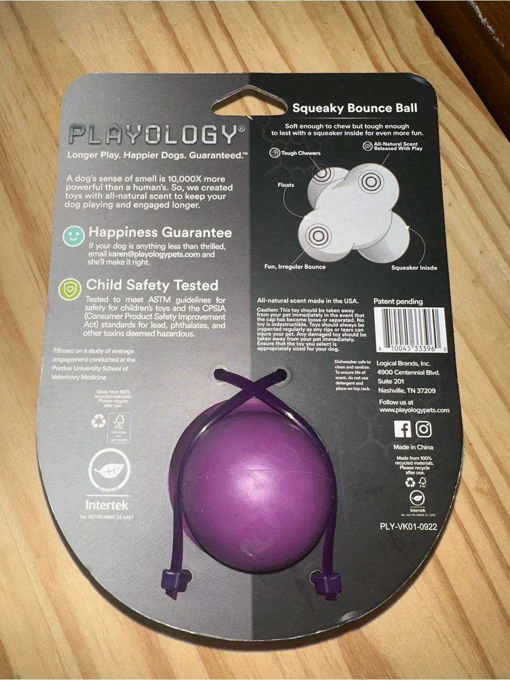 Purple Bacon-Scented Squeaky Bounce Ball - Medium